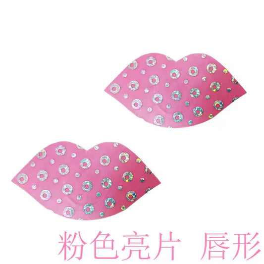 Cute Convex Pink Sequin Self-adhesive Disposable Nipple Covers